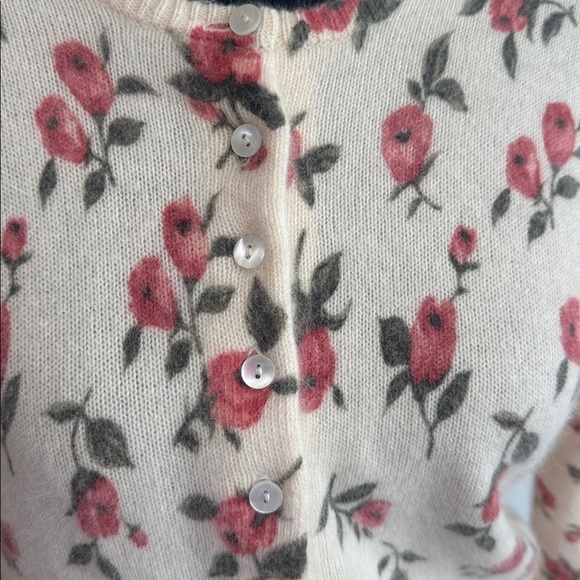 Wool Angora Floral Button-Up Cardigan - Picture 4 of 6